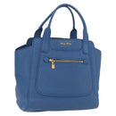 Miu Miu Tote Bag Leather Blue Gold Auth 206248A-1