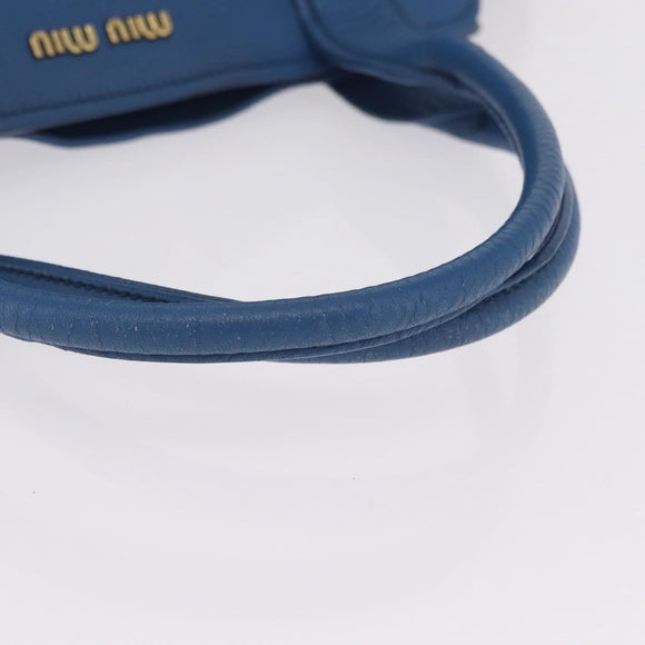 Miu Miu Tote Bag Leather Blue Gold Auth 206248A