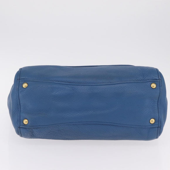 Miu Miu Tote Bag Leather Blue Gold Auth 206248A