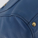 Miu Miu Tote Bag Leather Blue Gold Auth 206248A-16