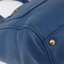 Miu Miu Tote Bag Leather Blue Gold Auth 206248A-18