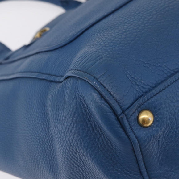 Miu Miu Tote Bag Leather Blue Gold Auth 206248A