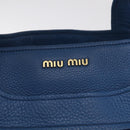 Miu Miu Tote Bag Leather Blue Gold Auth 206248A-21