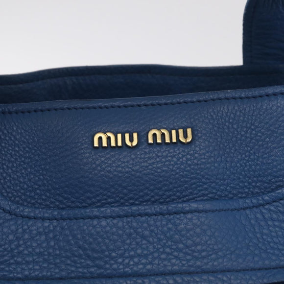 Miu Miu Tote Bag Leather Blue Gold Auth 206248A