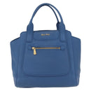 Miu Miu Tote Bag Leather Blue Gold Auth 206248A-13