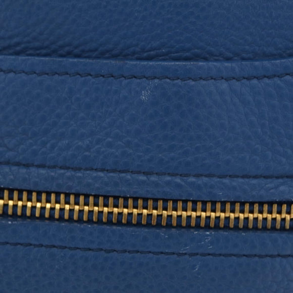 Miu Miu Tote Bag Leather Blue Gold Auth 206248A