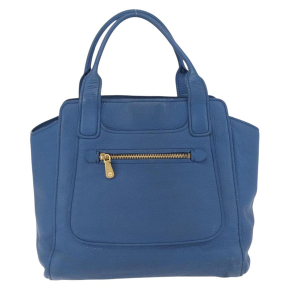 Miu Miu Tote Bag Leather Blue Gold Auth 206248A