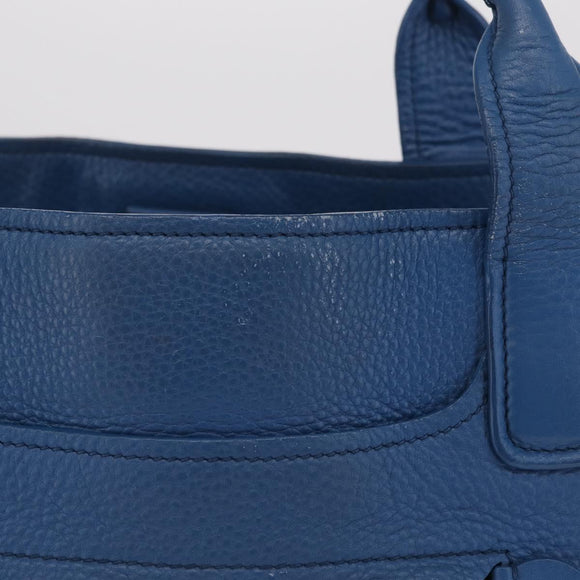 Miu Miu Tote Bag Leather Blue Gold Auth 206248A