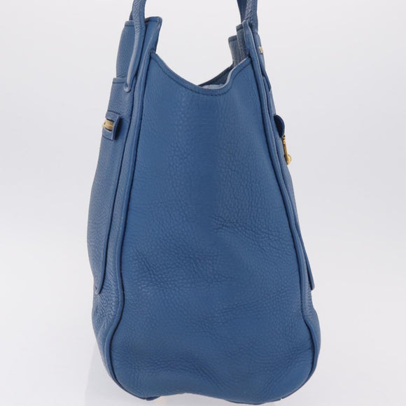 Miu Miu Tote Bag Leather Blue Gold Auth 206248A