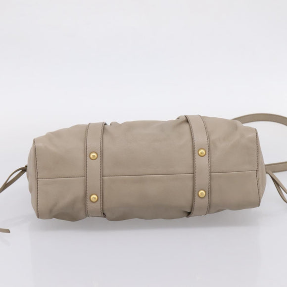 Miu Miu Hand Bag Leather 2way Beige Gold Auth 206249M