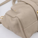Miu Miu Hand Bag Leather 2way Beige Gold Auth 206249M-19