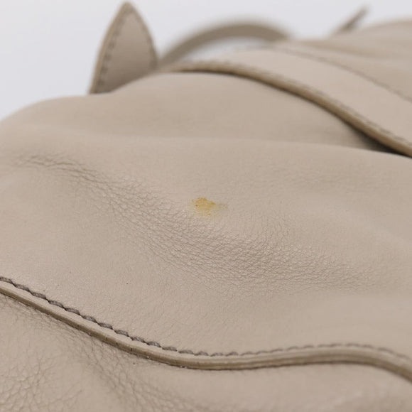 Miu Miu Hand Bag Leather 2way Beige Gold Auth 206249M