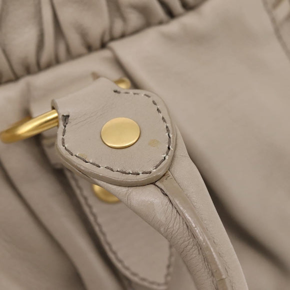 Miu Miu Hand Bag Leather 2way Beige Gold Auth 206249M