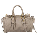 Miu Miu Hand Bag Leather 2way Beige Gold Auth 206249M-13