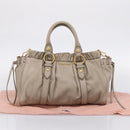 Miu Miu Hand Bag Leather 2way Beige Gold Auth 206249M-12