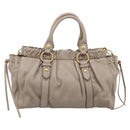 Miu Miu Hand Bag Leather 2way Beige Gold Auth 206249M-2