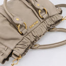 Miu Miu Hand Bag Leather 2way Beige Gold Auth 206249M-6