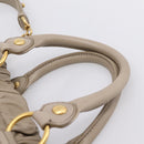 Miu Miu Hand Bag Leather 2way Beige Gold Auth 206249M-14