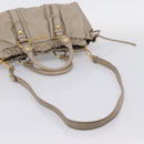 Miu Miu Hand Bag Leather 2way Beige Gold Auth 206249M-8