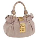 Miu Miu Hand Bag Vitellolux Pink Gold Auth 206250M-1