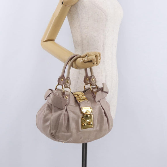 Miu Miu Hand Bag Vitellolux Pink Gold Auth 206250M