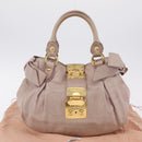 Miu Miu Hand Bag Vitellolux Pink Gold Auth 206250M-12
