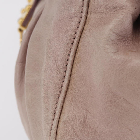 Miu Miu Hand Bag Vitellolux Pink Gold Auth 206250M