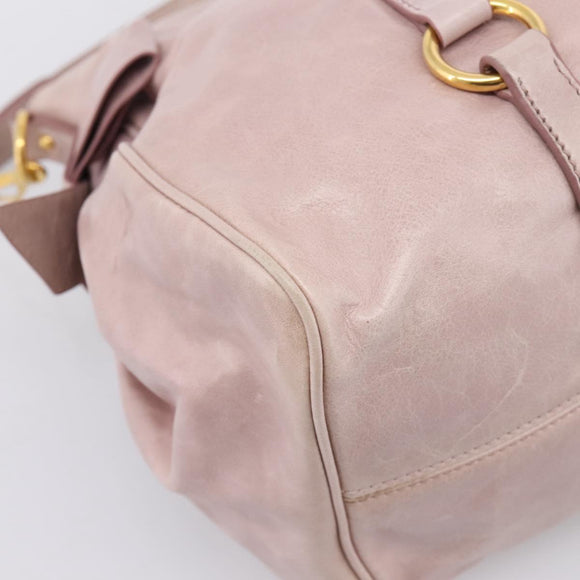 Miu Miu Hand Bag Vitellolux 2way Pink Gold Auth 206251M