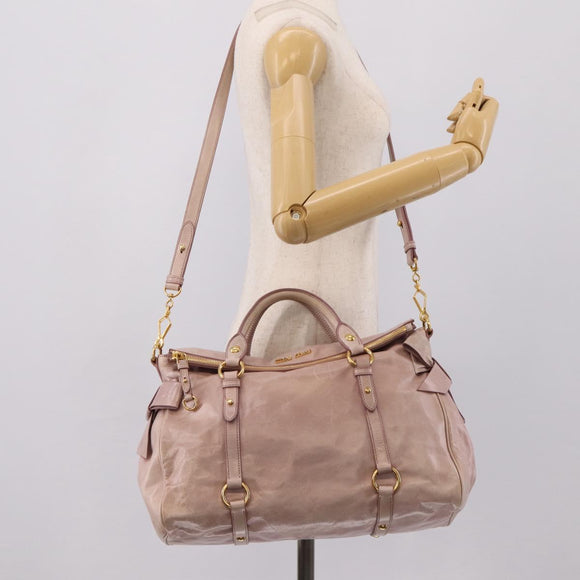 Miu Miu Hand Bag Vitellolux 2way Pink Gold Auth 206251M