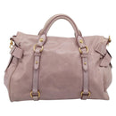 Miu Miu Hand Bag Vitellolux 2way Pink Gold Auth 206251M-2