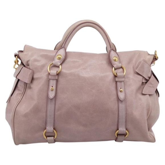 Miu Miu Hand Bag Vitellolux 2way Pink Gold Auth 206251M