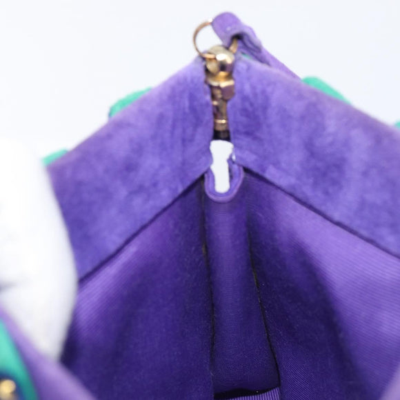 Saint Laurent Shoulder Bag Suede Purple Gold Tone Auth 206253A