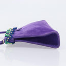 Saint Laurent Shoulder Bag Suede Purple Gold Tone Auth 206253A-4