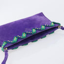 Saint Laurent Shoulder Bag Suede Purple Gold Tone Auth 206253A-6