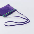 Saint Laurent Shoulder Bag Suede Purple Gold Tone Auth 206253A-7