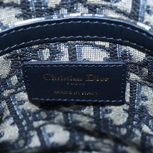 Christian Dior Oblique Shoulder Bag Rattan 2way Navy Gold Auth 206256SAM