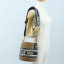 Christian Dior Oblique Shoulder Bag Rattan 2way Navy Gold Auth 206256SAM-28