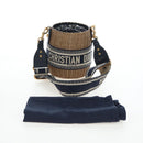 Christian Dior Oblique Shoulder Bag Rattan 2way Navy Gold Auth 206256SAM-12