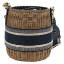 Christian Dior Oblique Shoulder Bag Rattan 2way Navy Gold Auth 206256SAM-2