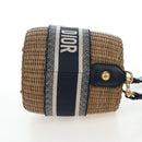 Christian Dior Oblique Shoulder Bag Rattan 2way Navy Gold Auth 206256SAM-3