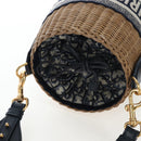 Christian Dior Oblique Shoulder Bag Rattan 2way Navy Gold Auth 206256SAM-6