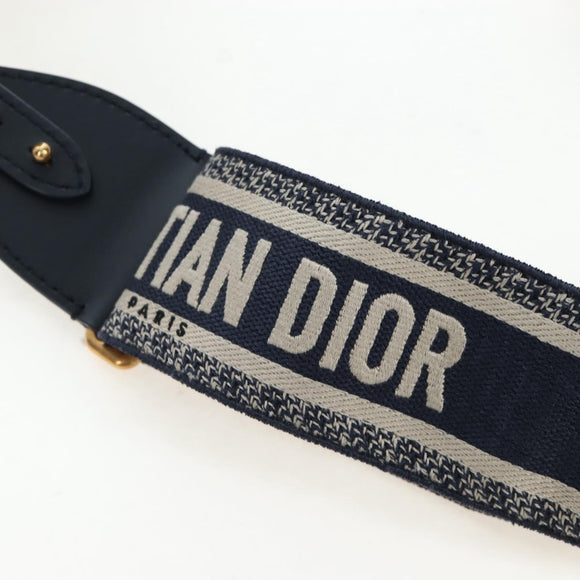 Christian Dior Oblique Shoulder Bag Rattan 2way Navy Gold Auth 206256SAM
