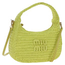 Miu Miu Wonder Hand Bag straw 2way Yellow Gold Auth 206257SAM-1