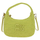 Miu Miu Wonder Hand Bag straw 2way Yellow Gold Auth 206257SAM-13