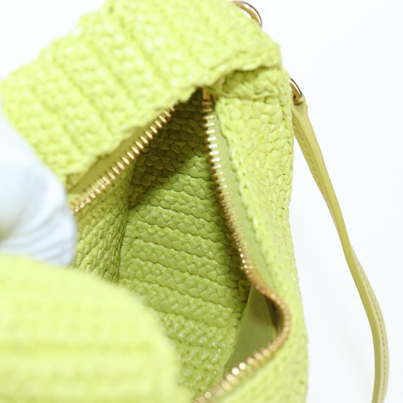 Miu Miu Wonder Hand Bag straw 2way Yellow Gold Auth 206257SAM