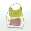 Miu Miu Wonder Hand Bag straw 2way Yellow Gold Auth 206257SAM-12