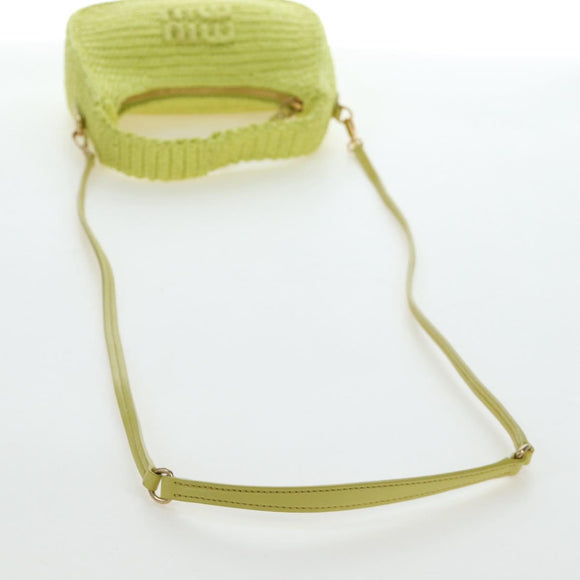 Miu Miu Wonder Hand Bag straw 2way Yellow Gold Auth 206257SAM