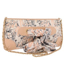 CHANEL Choco Bar Chain Shoulder Bag Silk Pink Gold CC Auth 206258SAM-1