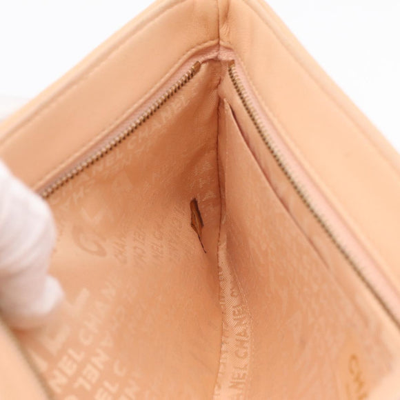 CHANEL Choco Bar Chain Shoulder Bag Silk Pink Gold CC Auth 206258SAM