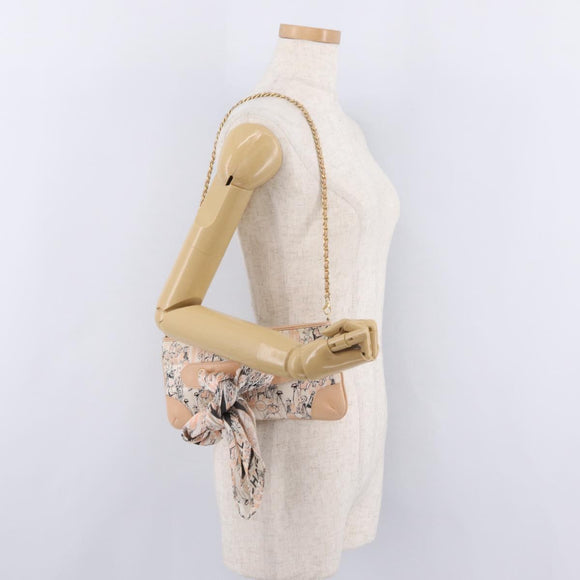 CHANEL Choco Bar Chain Shoulder Bag Silk Pink Gold CC Auth 206258SAM